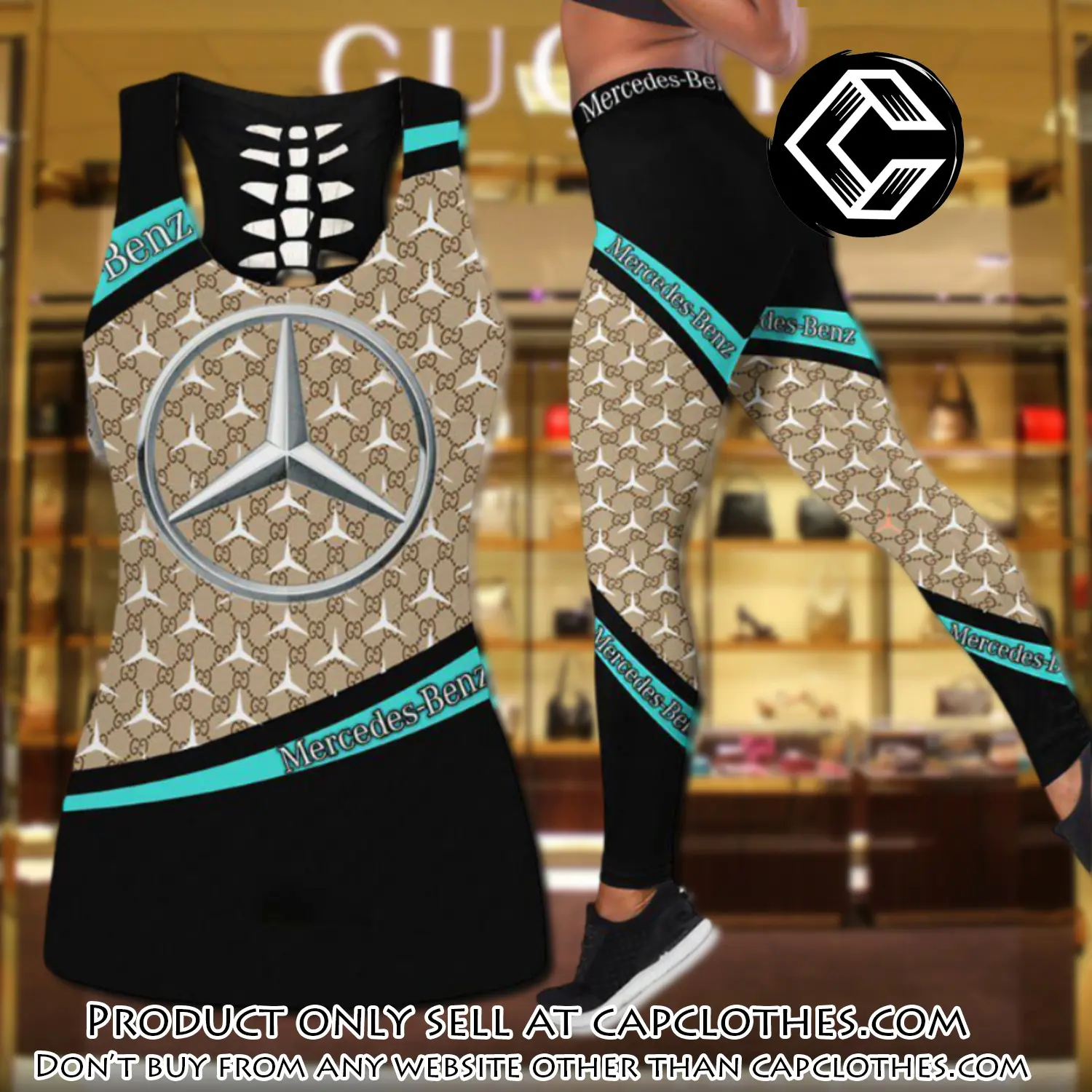 Gucci mercedes tank top leggings set luxury brand for women yoga gym cc5651706